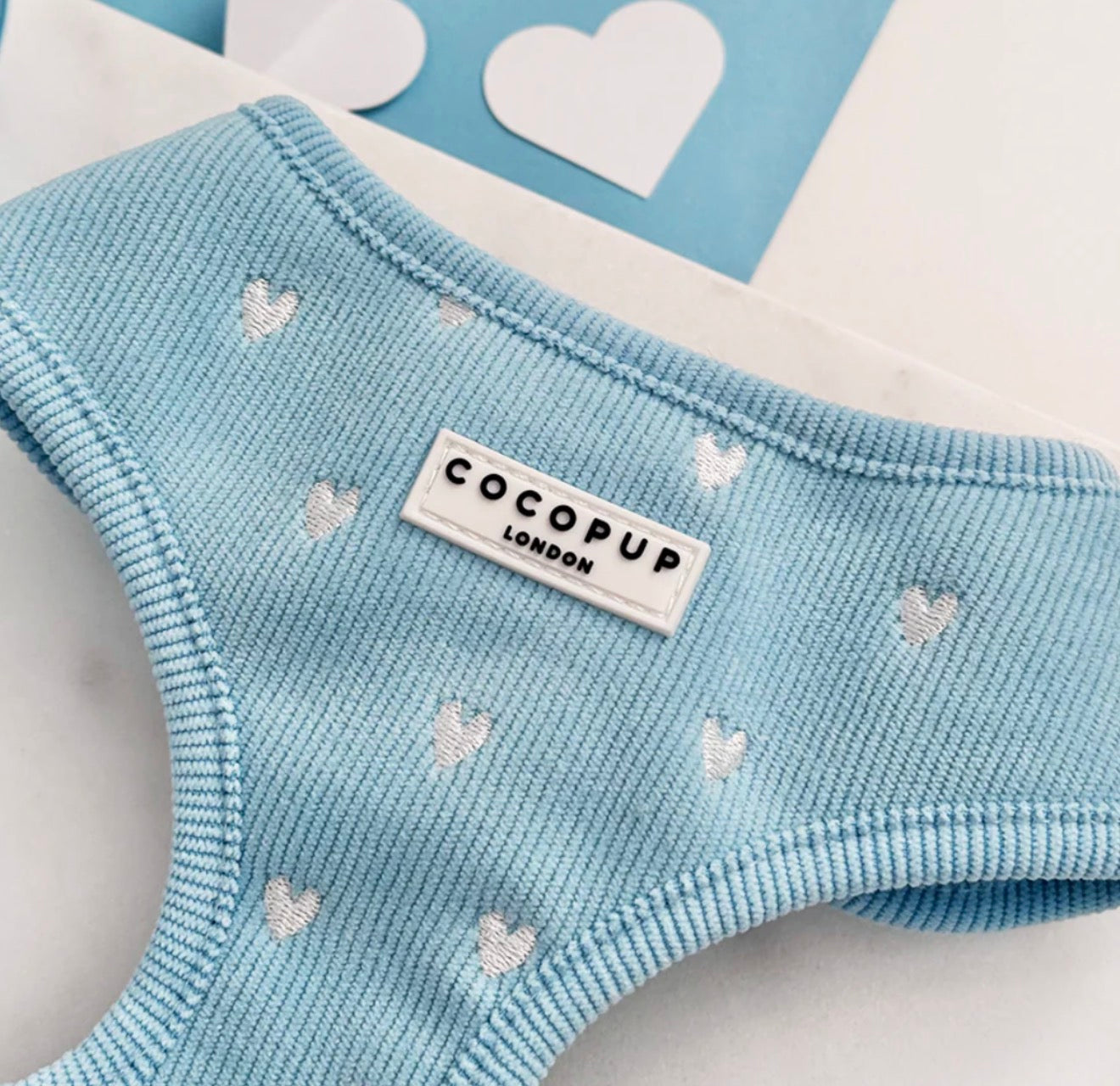 Cocopup London Blue Heartstrings Cord Adjustable Neck Harness