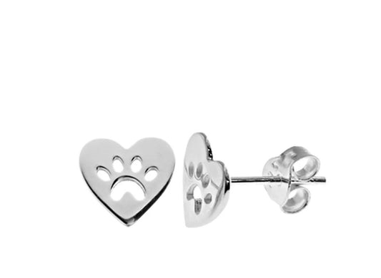 KALI MA DESIGNS- MATILDA PAW PRINT IN HEART STUDS