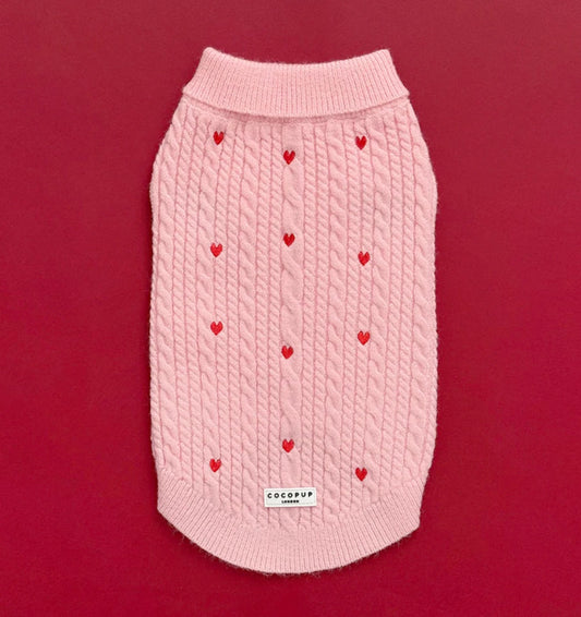 Cocopup London Dog Jumper Pink Heartstrings