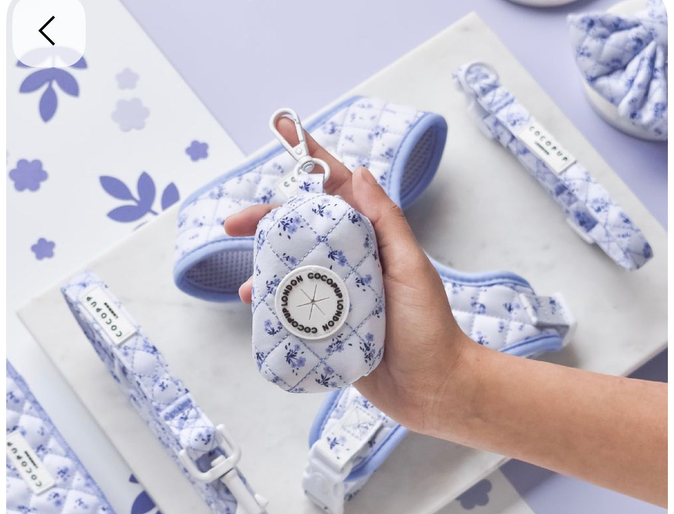 Cocopup London Quilted Ditsy Floral Periwinkle Poop Bag Holder