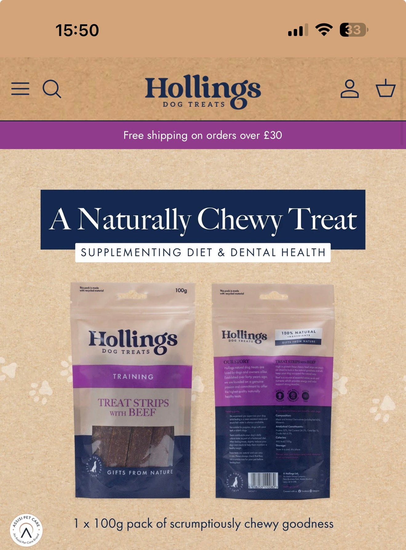 Hollings Dog Treats Training Treat Strips With Beef