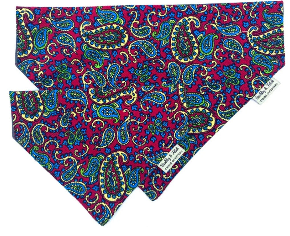 Blue Paisley Corduroy Dog Bandana