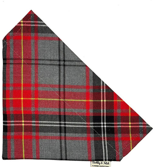 Red and Grey Check Dog Bandana