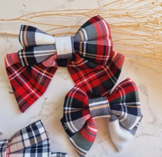 Pet Pooch Boutique Alfies Red and White Plaid Sailor Bow Tie
