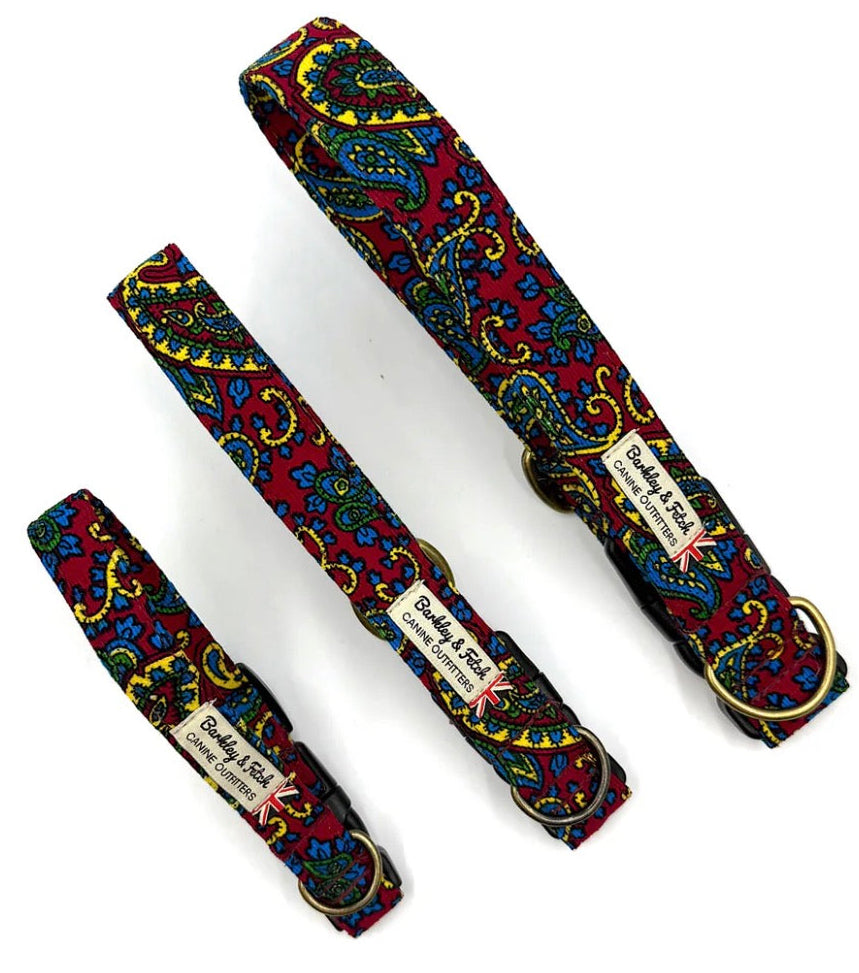 Barkley & Fetch Cherry Paisley Corduroy Dog Collar