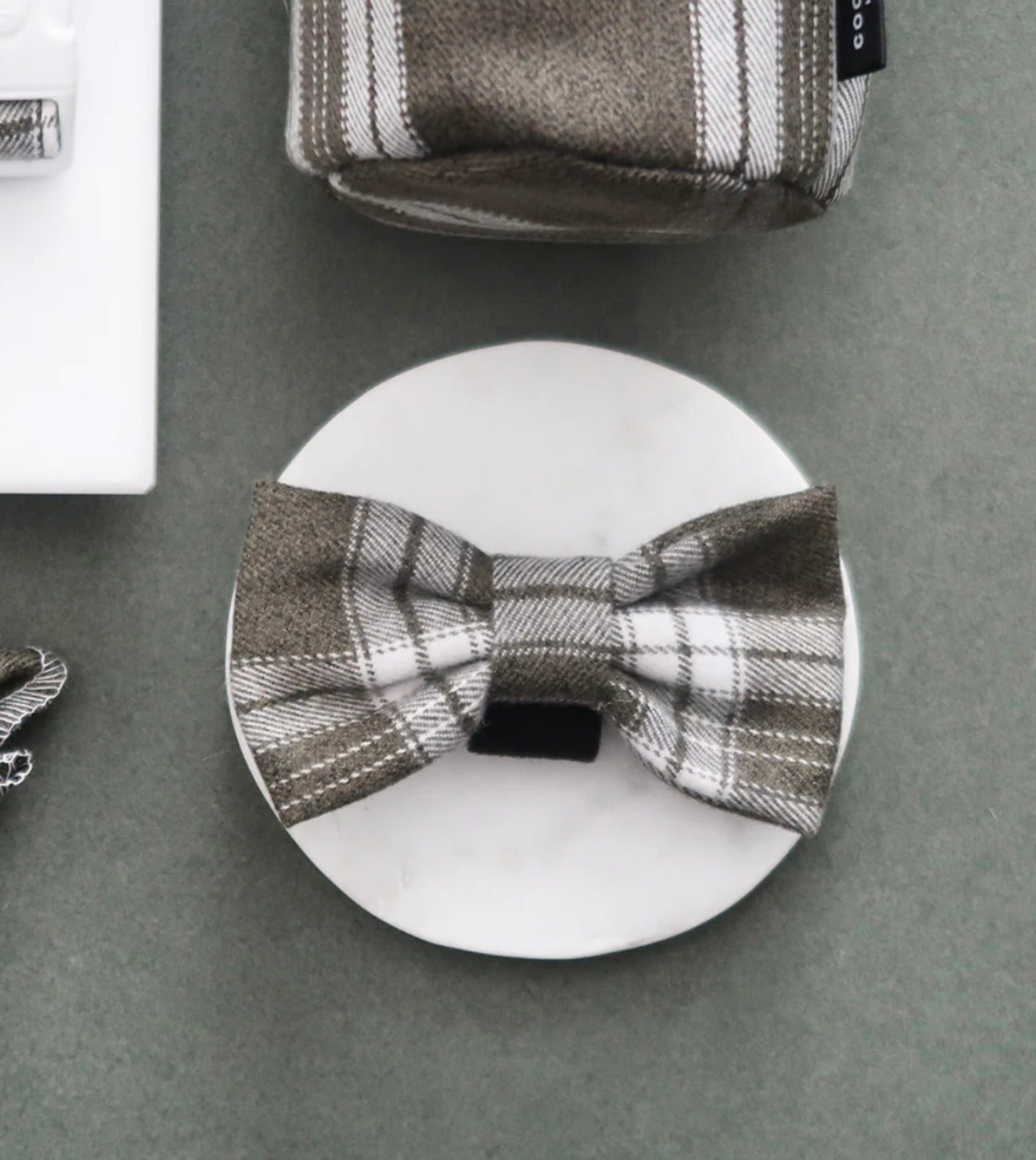 Cocopup London Olive Check Bow Tie