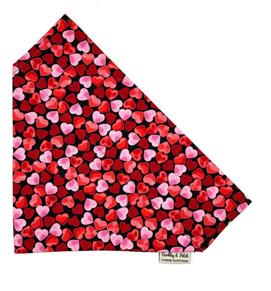 Love Hearts Print Dog Bandana