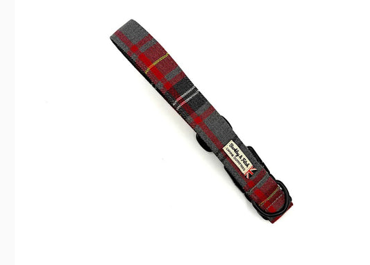 Barkley & Fetch Red and Grey Check Dog Collar