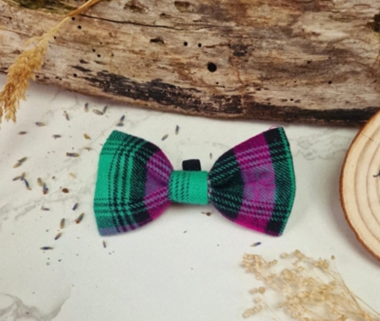 Pet Pooch Boutique Pink Highland Rebel Plaid Dog Bow