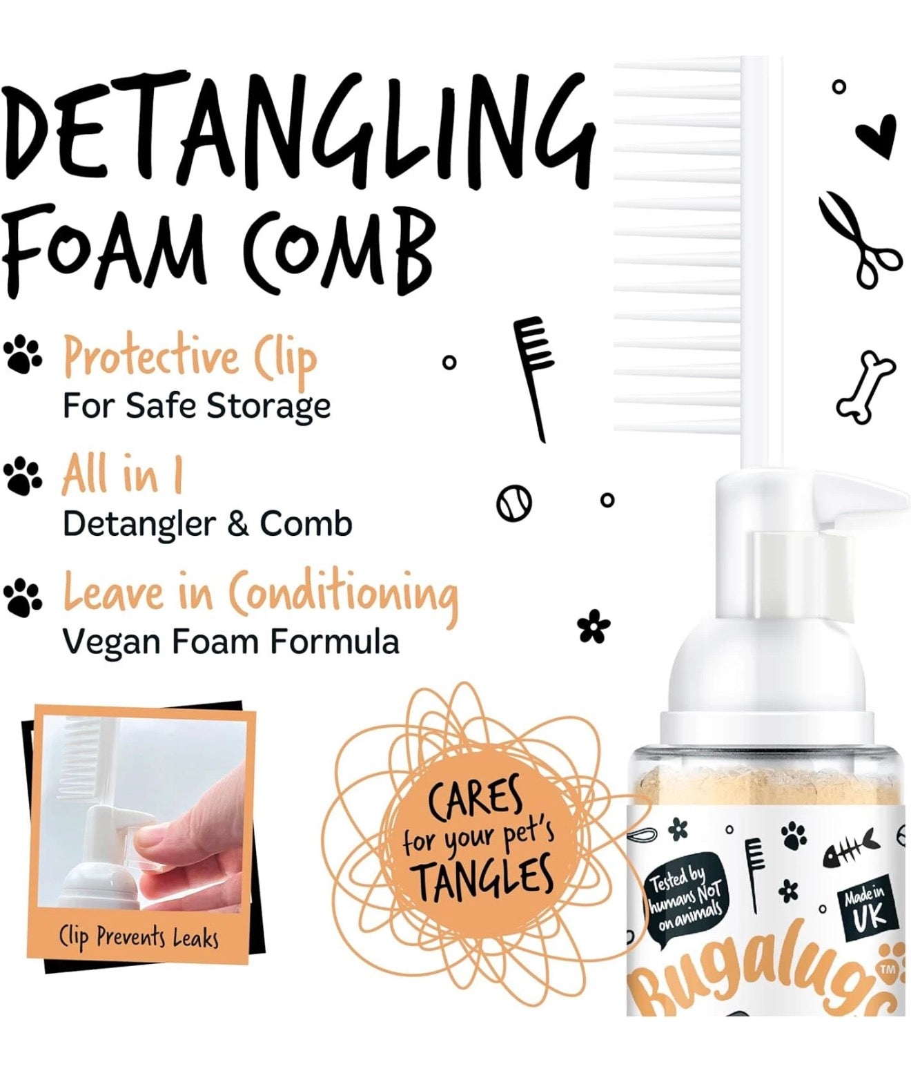 Coconut & Lime 2-in-1 Detangling Foam Comb for Dogs & Cats