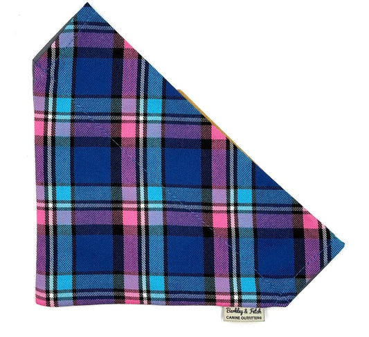 Pink/Blue Check Dog Bandana