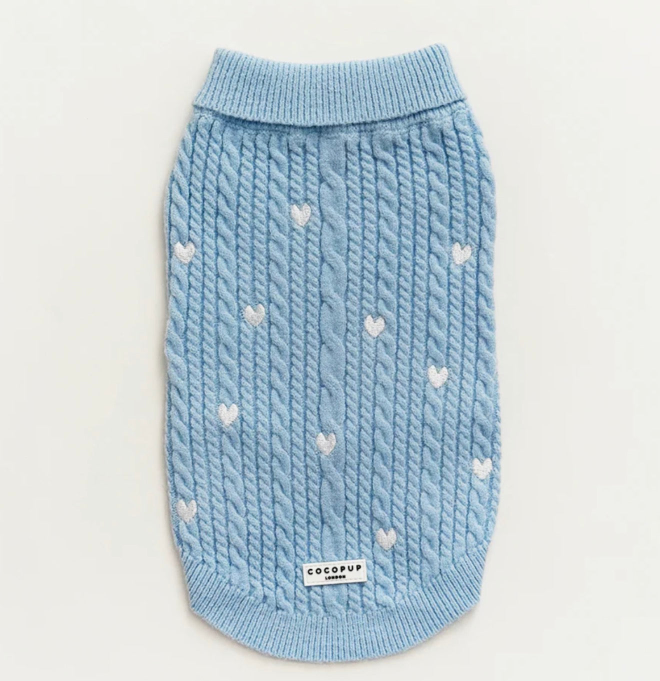 Cocopup London Jumper Cable Knit Blue Heartstrings
