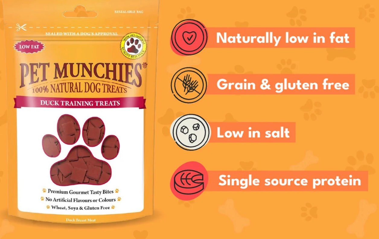 Pet Munchies Natural Dog Treats Duck Training Treats