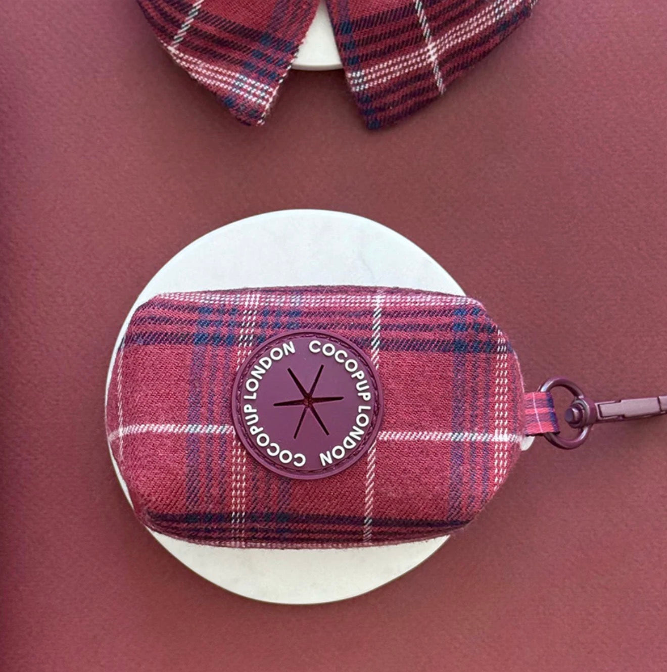 Cocopup London Mulberry Plaid Poop Bag Holder