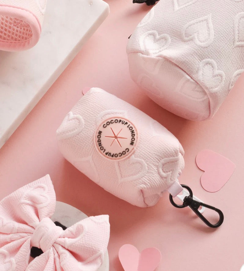 Cocopup London Luxe Baby Pink Heart Poop Bag Holder