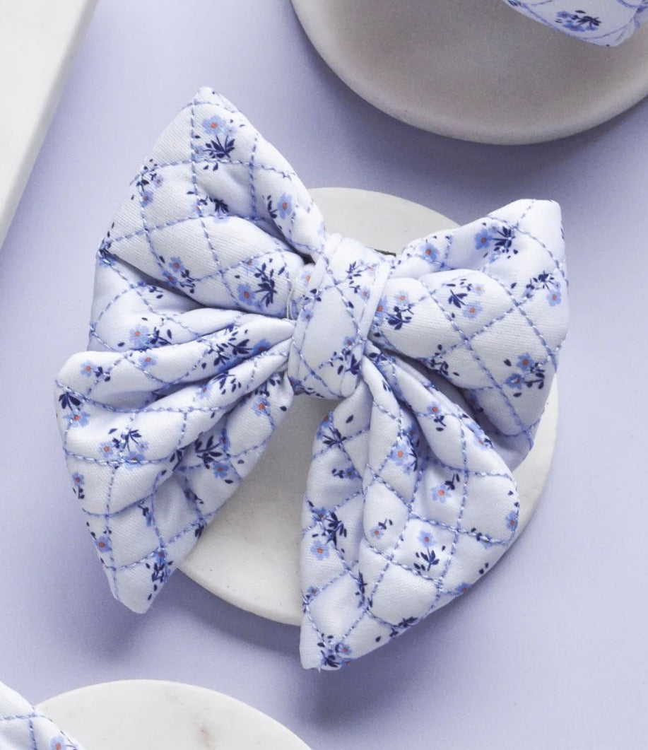 Cocopup London Quilted Ditsy Floral Periwinkle Sailor Bow