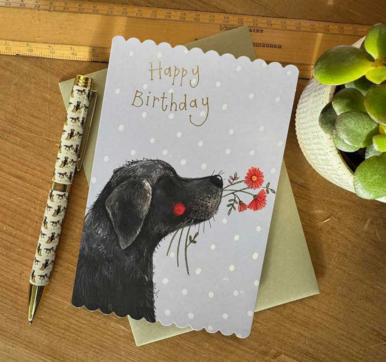 Alex Clark - Labrador and Flowers Birthday Card