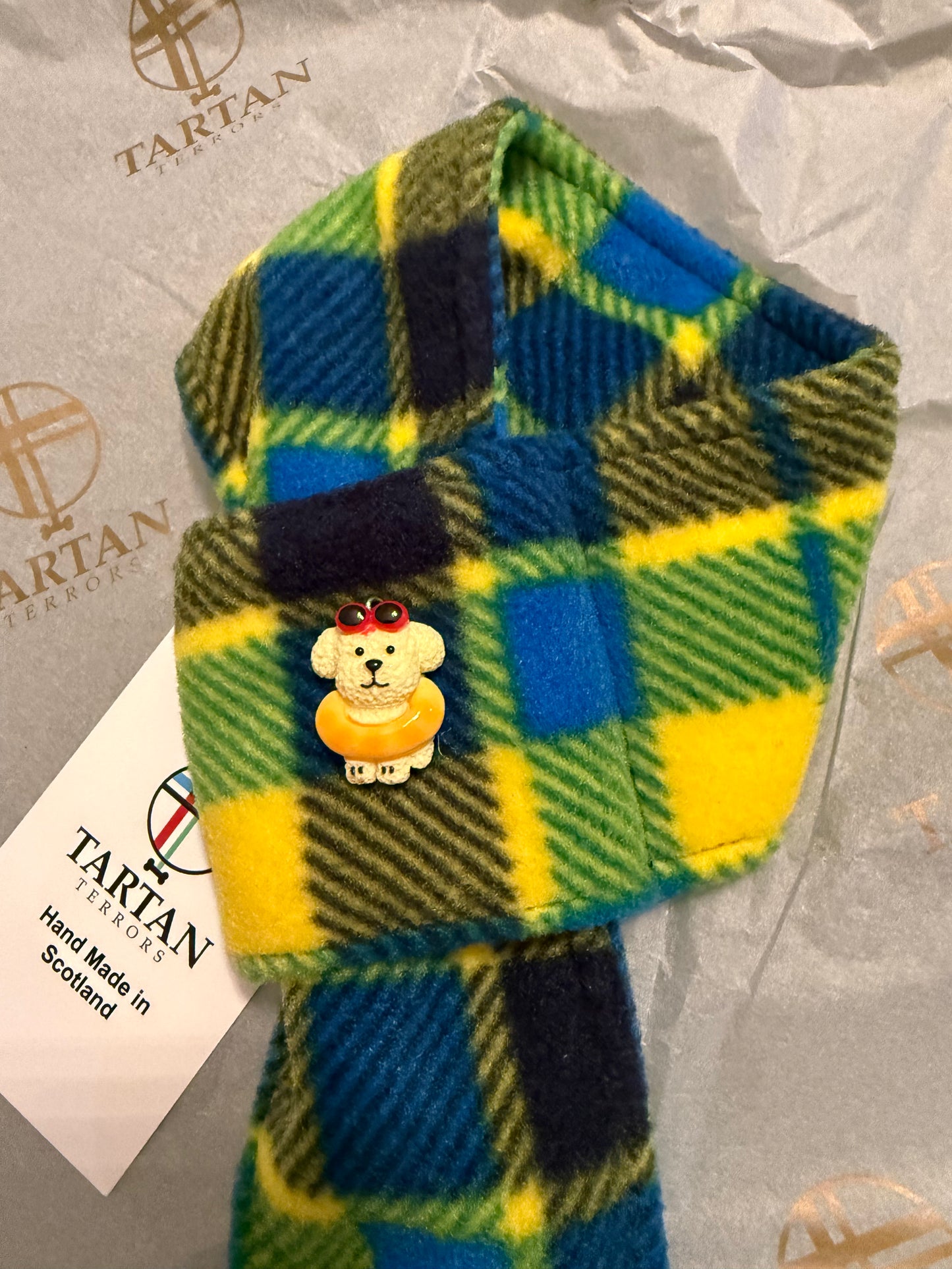 Tartan Terrors Kinross Yellow Tartan Fleece Dog Scarf
