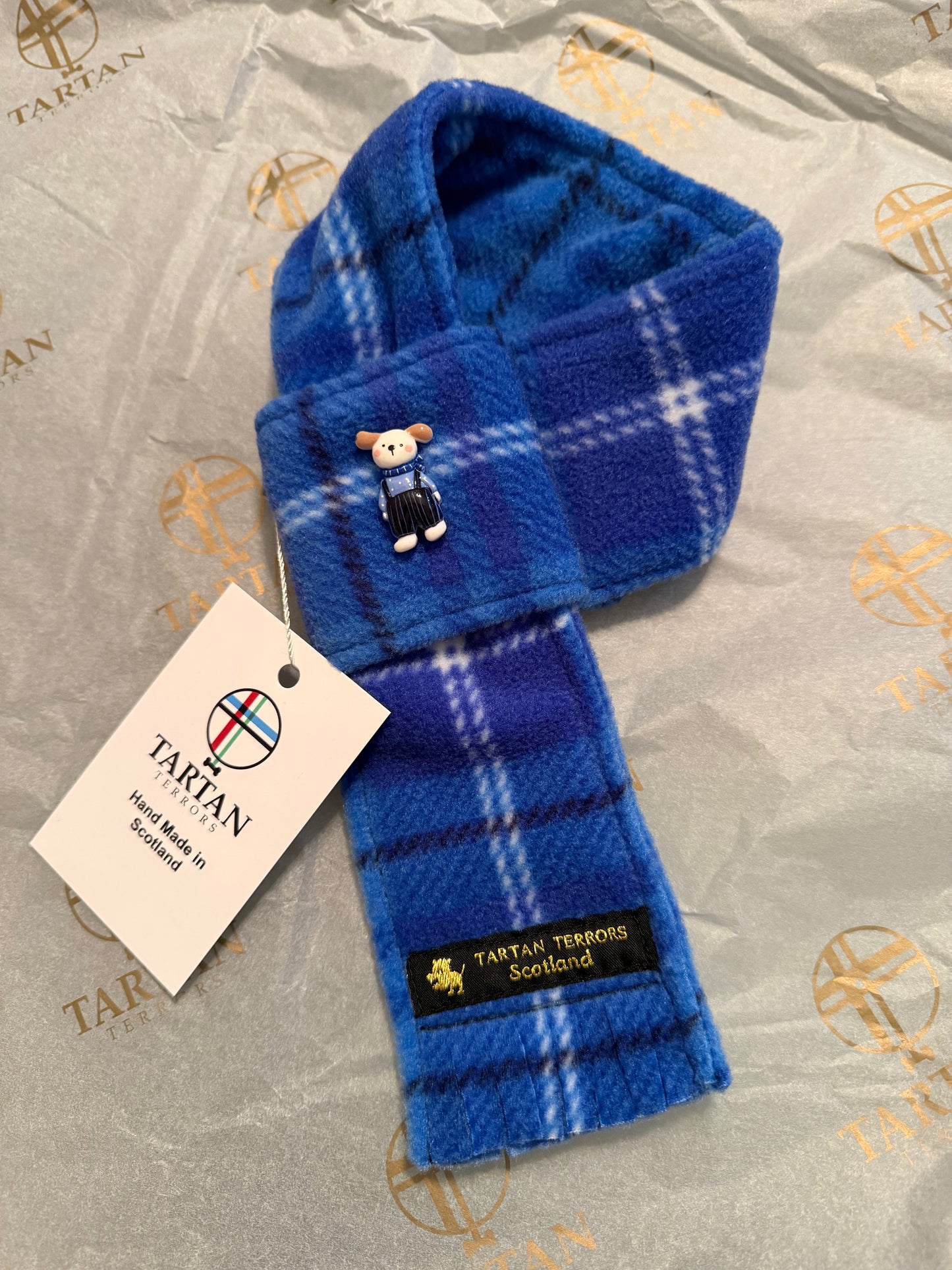 Tartan Terrors Kinross Blue Tartan Dog Fleece Scarf